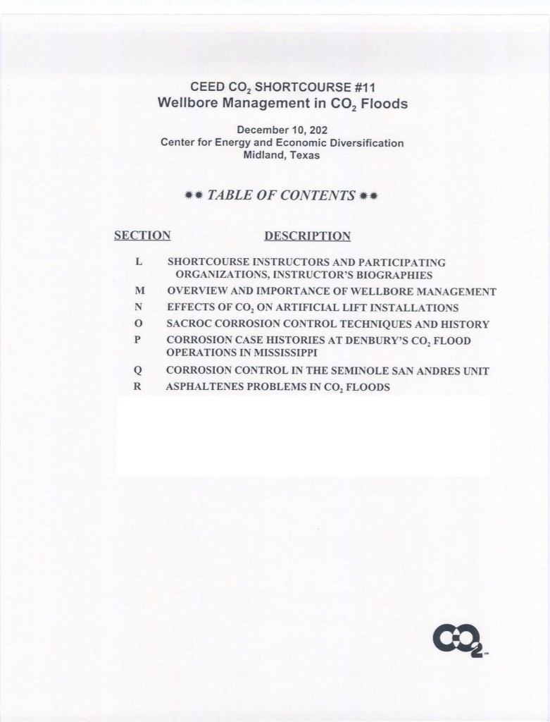 2002 Ceed Co2 Flooding Short Course “wellbore Management In Co2 Floods” Co2 Conference