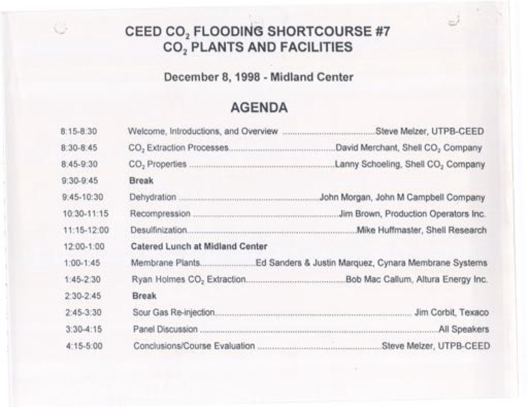 1998 Ceed Co2 Flooding Shortcourse “co2 Facilities And Plants” Co2 Conference